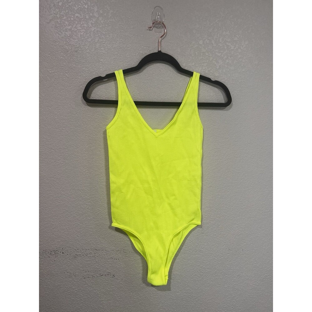 Aura Women Neon Yellow Bodysuit One Size